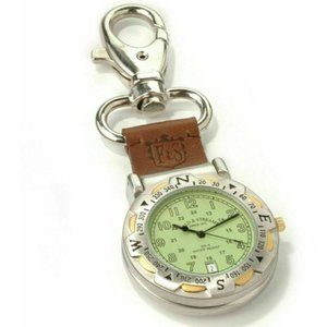 Field & Stream Compass Pocket Watch Leather New